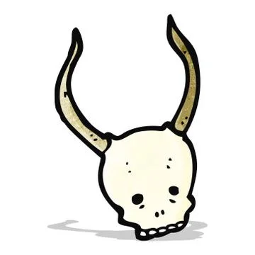 Cartoon horned devil skull 스톡 일러스트