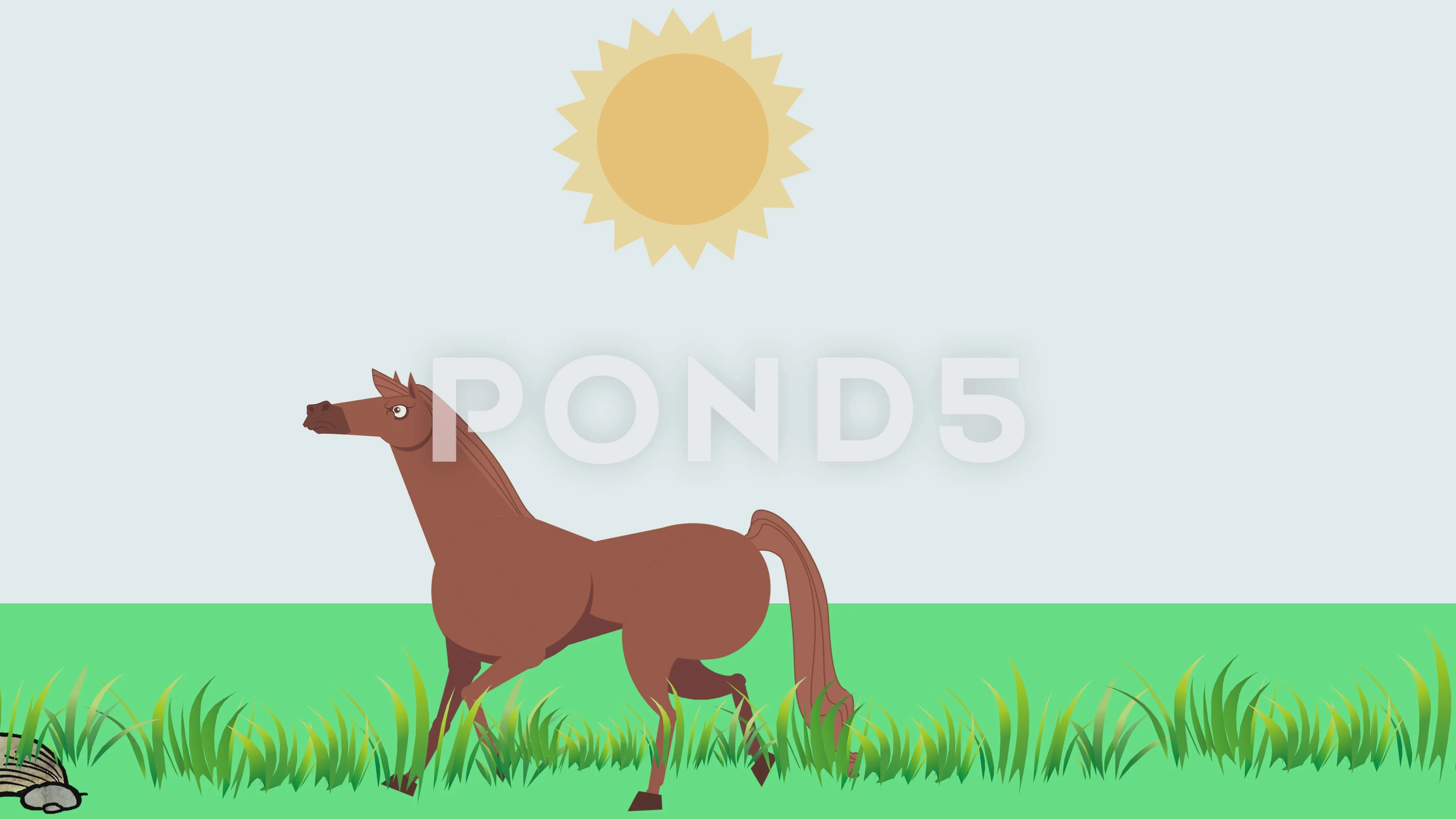 Cartoon Horse Walking in Grass (4K): Loo... | Stock Video | Pond5