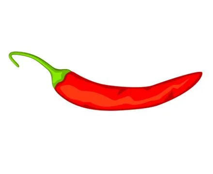 Cartoon hot red chilli pepper, horizontal view. Stock Illustration