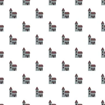 Cartoon house pattern repeating classic architecture design Stock Illustration