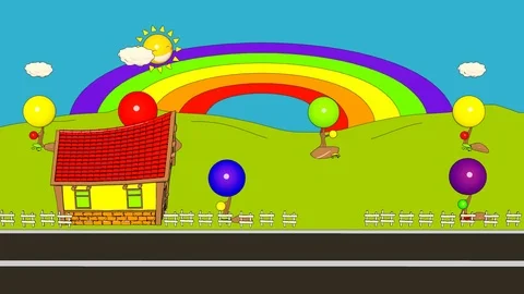 Cartoon House Road Stock Footage 107052432