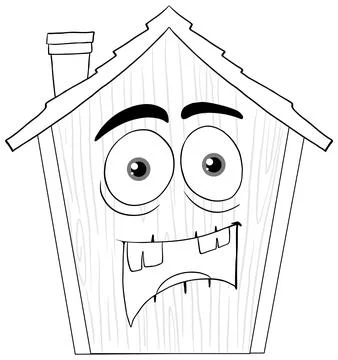 Cartoon House with a Surprised Expression Stock Illustration