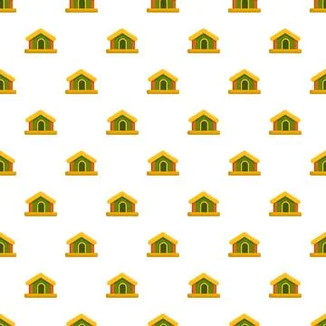 Cartoon houses seamless pattern repeating background vector Stock Illustration