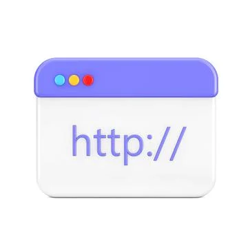 Cartoon HTTP Protocol Data Browser Page Window Web Icon Sign. 3d Rendering 库存插图