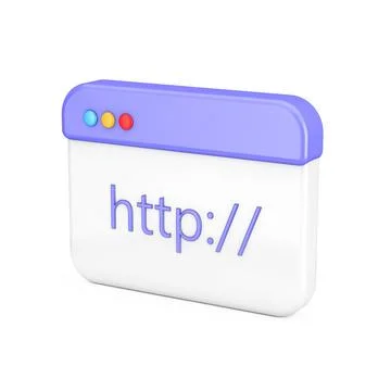 Cartoon HTTP Protocol Data Browser Page Window Web Icon Sign. 3d Rendering 库存插图