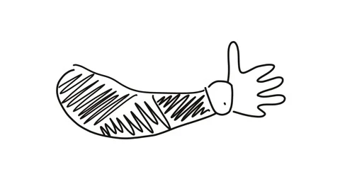 Cartoon Human Arm with Open Hand Stock Footage 326879035