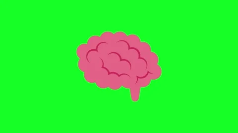Cartoon Human Brain Illustration Pulse Animation on Green Background Stock Footage 284880912