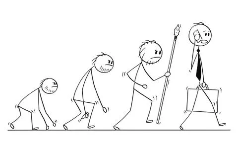 Cartoon of Human Businessman Evolution Process Progress Stock Illustration