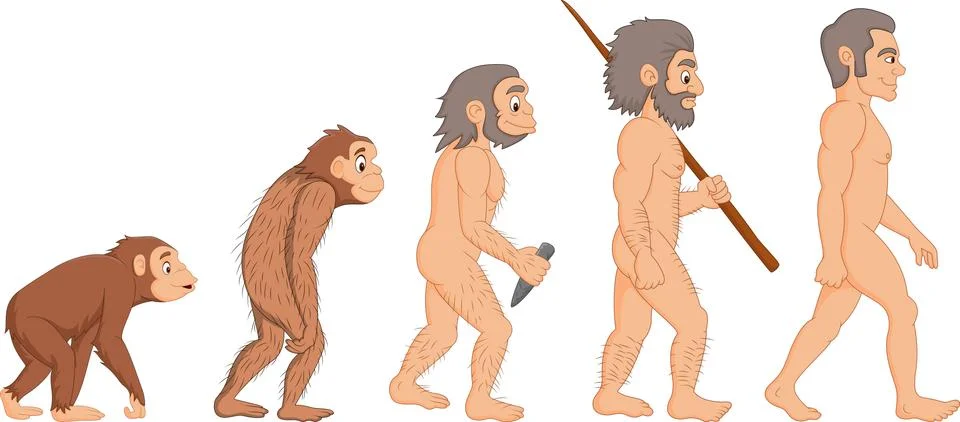 Cartoon human evolution Stock Illustration