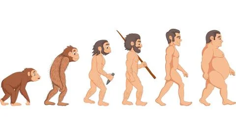 Cartoon human evolution Illustrazione stock