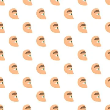 Cartoon human eye faces creating seamless pattern 스톡 일러스트