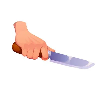 Cartoon human hand holding kitchen knife Stock Illustration