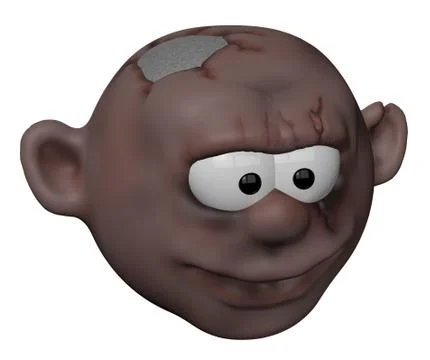 Cartoon human head with scars - 3d illustration Stock Illustration