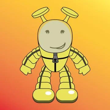 Cartoon humanoid, alien or robot Stock Illustration