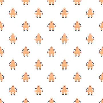 Cartoon humanoid robots creating a seamless digital pattern Stock Illustration