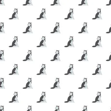 Cartoon husky dog seamless pattern on background Stock Illustration