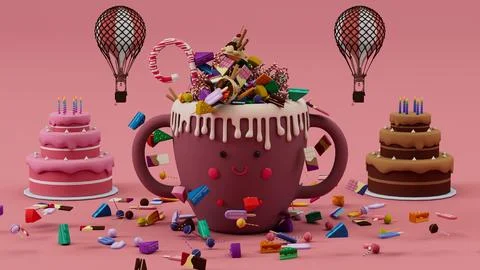 Cartoon Ice Cream Horizontal Stock Illustration