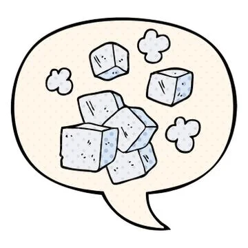 Cartoon ice cubes and speech bubble in comic book style Stock Illustration