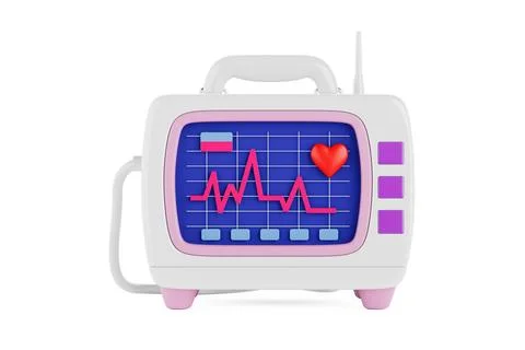 Cartoon Icon Ecg Machine Display with Heartbeat. 3d Rendering Stock Illustration