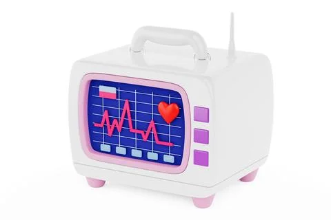 Cartoon Icon Ecg Machine Display with Heartbeat. 3d Rendering Stock Illustration