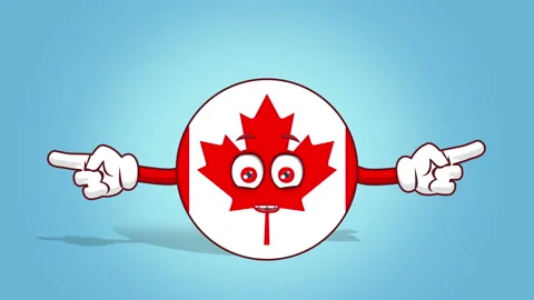Cartoon Icon Flag Canada Double Pointer Speak with Face Animation with Alpha Stock Footage 101742746