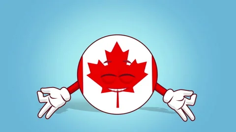 Cartoon Icon Flag Canada Zen Meditation with Face Animation with Alpha Matte Video stock 101743250