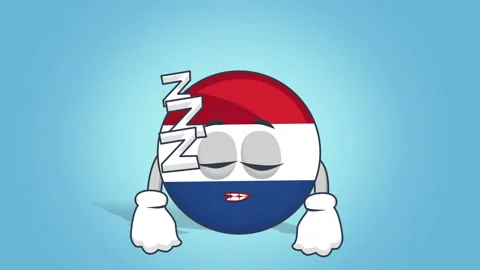 Cartoon Icon Flag Netherlands Holland Sleep with Face Animation with Alpha Matte 動画素材 102891853