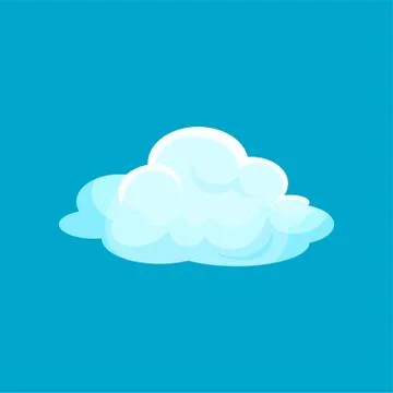 Cartoon icon of small fluffy cloud flying in sky. Flat vector element for 스톡 일러스트