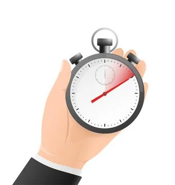 Cartoon icon with timer with hand on white background. Business design. Vector 库存插图