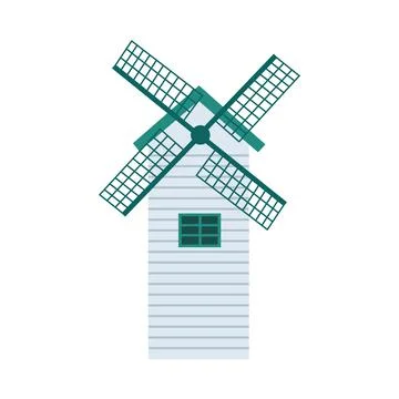 Cartoon icon of windmill with propeller flat vector illustration isolated. Stock Illustration