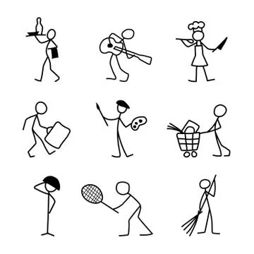 Cartoon icons set of different professions sketch people Stock Illustration