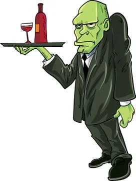 Cartoon Igor water serving drinks Stock Illustration