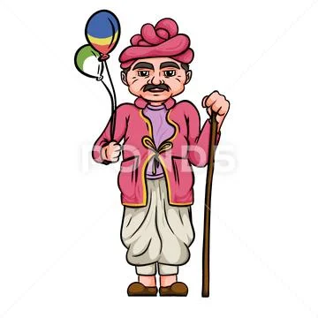 Cartoon illustration of the Balloon Vendor. PSD Template