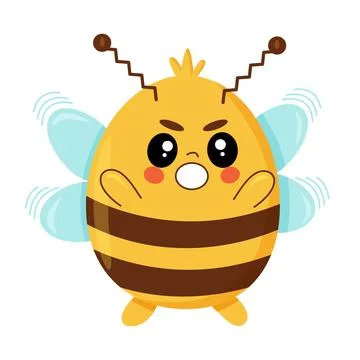 A cartoon illustration of a bee looking scared. Stock Illustration