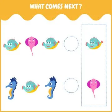 Cartoon Illustration of completing the pattern. Educational task for kids. Stock Illustration