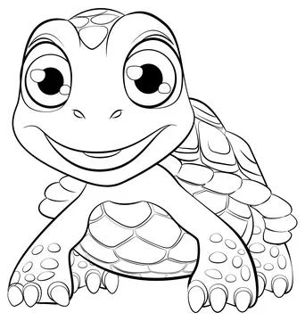 A cartoon illustration of a cute turtle with a smiling face, isolated on a .. イラスト素材