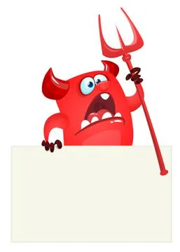 Cartoon illustration of a devil with a contract. Stock Illustration