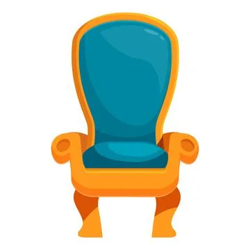 Cartoon illustration of an empty royal throne chair with a golden frame and b Stock Illustration