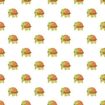 Cartoon illustration featuring a seamless tortoise reptile pattern Stock Illustration