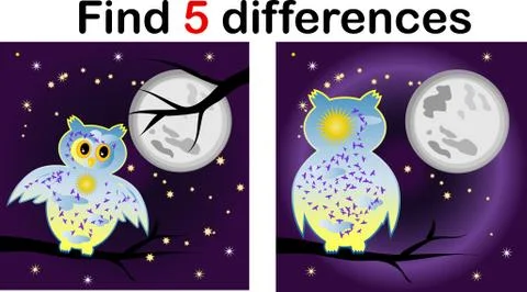 Cartoon Illustration of Find the Differences Educational Activity Game for Ch Illustrazione stock