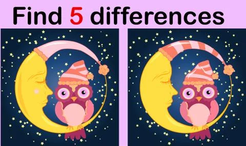 Cartoon Illustration of Find the Differences Educational Activity Game for Ch Illustrazione stock