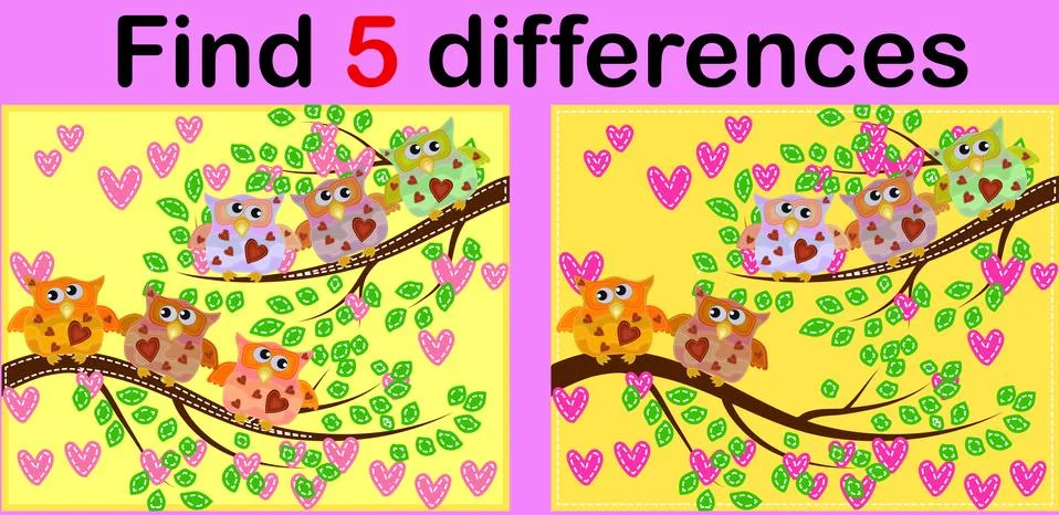 Cartoon Illustration of Find the Differences Educational Activity Game for Ch Illustrazione stock