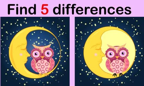 Cartoon Illustration of Find the Differences Educational Activity Game for Ch Illustrazione stock