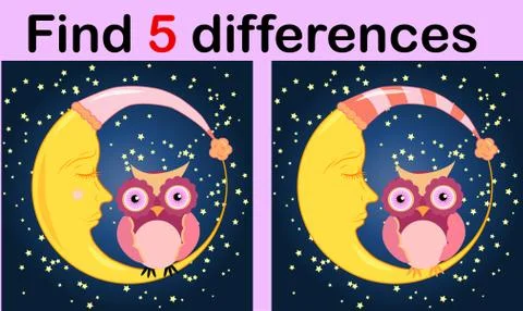 Cartoon Illustration of Find the Differences Educational Activity Game for Ch Illustrazione stock