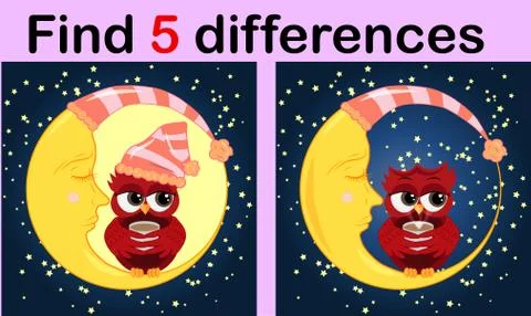 Cartoon Illustration of Find the Differences Educational Activity Game for Ch Illustrazione stock