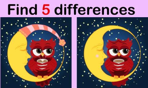 Cartoon Illustration of Find the Differences Educational Activity Game for Ch Illustrazione stock