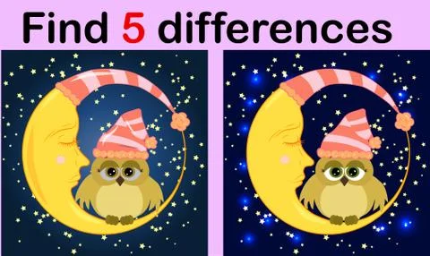Cartoon Illustration of Find the Differences Educational Activity Game for Ch Illustrazione stock