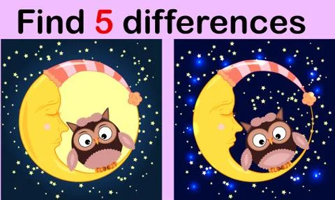 Cartoon Illustration of Find the Differences Educational Activity Game for Ch Illustrazione stock