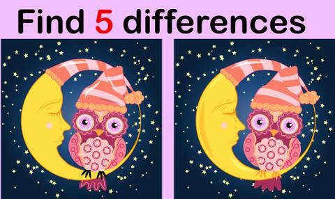 Cartoon Illustration of Find the Differences Educational Activity Game for Ch Illustrazione stock
