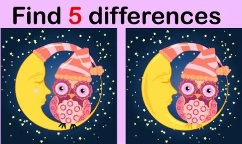 Cartoon Illustration of Find the Differences Educational Activity Game for Ch Illustrazione stock